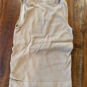 Sleeveless Ribbed Tank Top - Beige